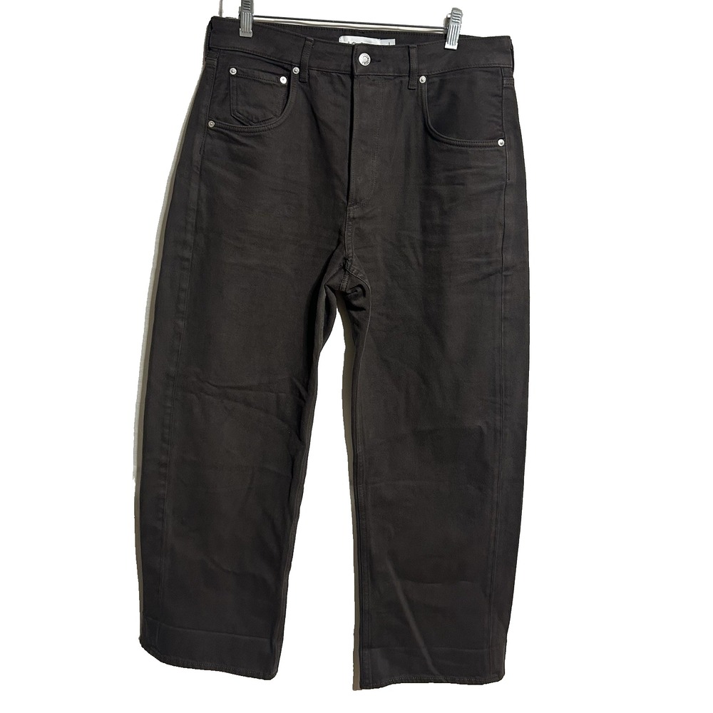 & Other‎ Stories Wide Leg Hight Rise Button Fly Distressed Black Jeans Size 10